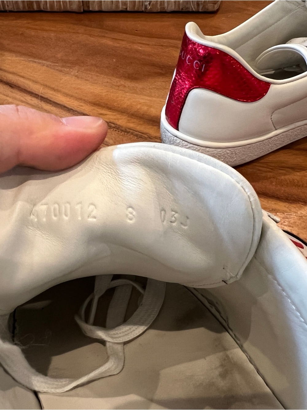 GUCCI Ace Sneakers “Blind For Love” 470012 White Leather Size 42 /US 9 Authentic - Picture 11 of 11